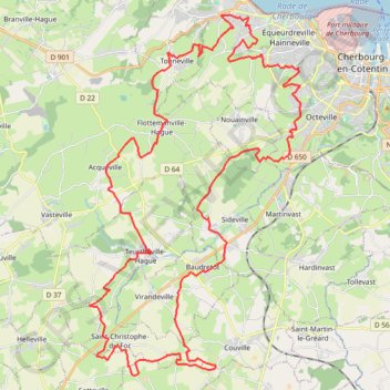 Itinéraire Le tour du canton - Equeurdreville, distance, dénivelé, altitude, carte, profil, trace GPS