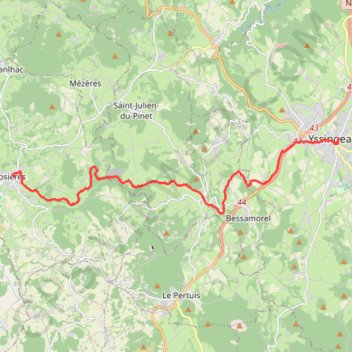 Itinéraire Retour Rosières Yssingeaux, distance, dénivelé, altitude, carte, profil, trace GPS