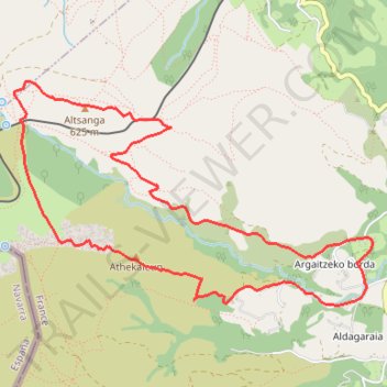 Itinéraire Arête d'Urkila (Athekaleun) et Altsanga en circuit depuis Sare, distance, dénivelé, altitude, carte, profil, trace GPS