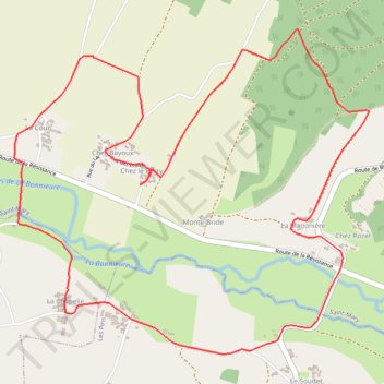 Itinéraire Saint-Mary sentier de Val de Bonnieure, distance, dénivelé, altitude, carte, profil, trace GPS