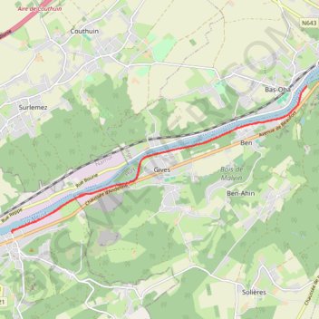 Itinéraire Andenne - pont de Wanze, distance, dénivelé, altitude, carte, profil, trace GPS
