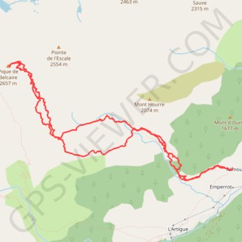 Itinéraire Pic rouge de Belcaire, distance, dénivelé, altitude, carte, profil, trace GPS