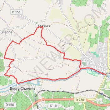 Itinéraire Circuit des Pierrères - Jarnac, distance, dénivelé, altitude, carte, profil, trace GPS