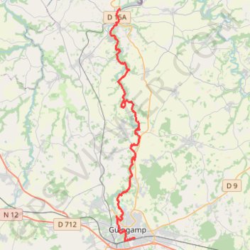 Itinéraire Guingamp - Pontrieux, distance, dénivelé, altitude, carte, profil, trace GPS