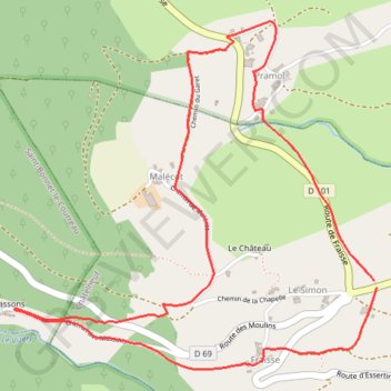 Itinéraire Moulin des Massons 5 kms, distance, dénivelé, altitude, carte, profil, trace GPS