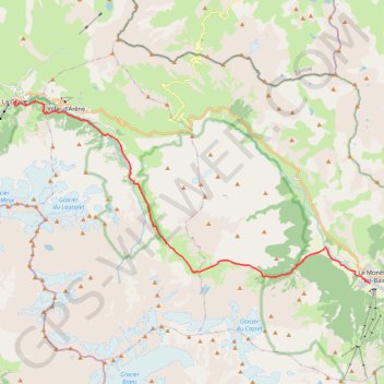 Itinéraire La Grave au Monêtier (Tour de l'Oisans), distance, dénivelé, altitude, carte, profil, trace GPS