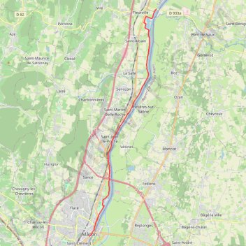 Itinéraire Mâcon Fleurville à vélo, distance, dénivelé, altitude, carte, profil, trace GPS