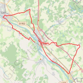 Itinéraire Le long de la Loire autour de Briare, distance, dénivelé, altitude, carte, profil, trace GPS