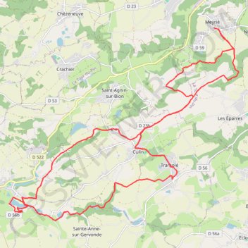 Itinéraire Entre Meyrie et Meyrieu, distance, dénivelé, altitude, carte, profil, trace GPS