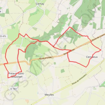 Itinéraire Balade autour de Préaux-Saint-Sébastien, distance, dénivelé, altitude, carte, profil, trace GPS