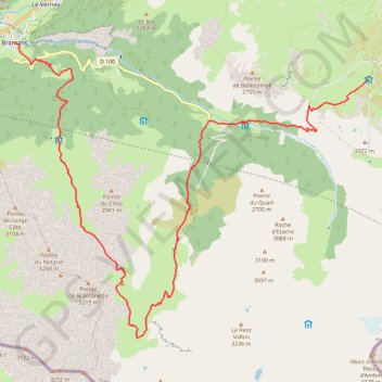 Itinéraire Route from Bramans to Refuge du Petit Mont-Cenis, distance, dénivelé, altitude, carte, profil, trace GPS