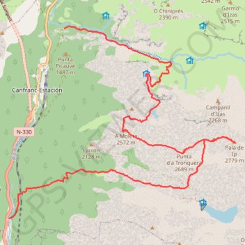 Itinéraire Pala de Ip en traversée, distance, dénivelé, altitude, carte, profil, trace GPS