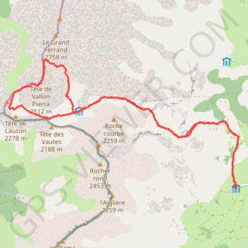 Itinéraire COL de Charnier - tête de Valonpierra, distance, dénivelé, altitude, carte, profil, trace GPS