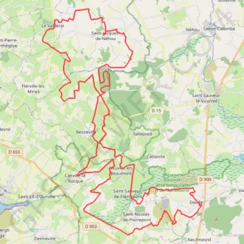 Itinéraire Saint-Jacques-de-Néhou 66km, distance, dénivelé, altitude, carte, profil, trace GPS