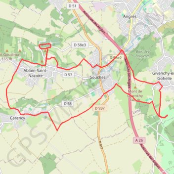 Itinéraire De Lorette à Vimy au départ de Carency, distance, dénivelé, altitude, carte, profil, trace GPS
