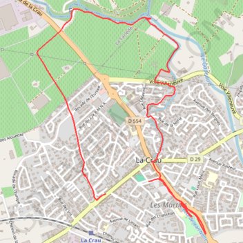 Itinéraire Les Pourpres et le Béal Jean Natte - LA CRAU - 83, distance, dénivelé, altitude, carte, profil, trace GPS