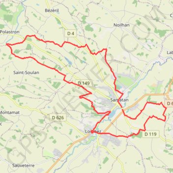 Itinéraire Autour de Samatan et Lombez, distance, dénivelé, altitude, carte, profil, trace GPS