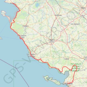 Itinéraire La Vélodyssée en Vendée - de La Rochelle à Pornic, distance, dénivelé, altitude, carte, profil, trace GPS