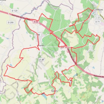 Itinéraire Les sentiers du Brulhois - Donzac, distance, dénivelé, altitude, carte, profil, trace GPS