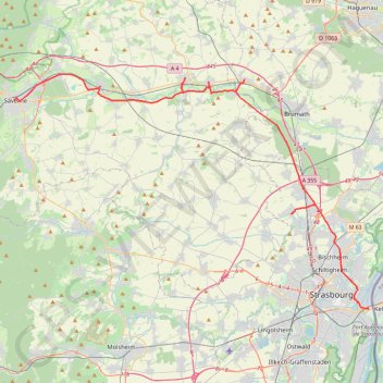 Itinéraire Voie 2DB-T70 - Saverne - Strasbourg, distance, dénivelé, altitude, carte, profil, trace GPS