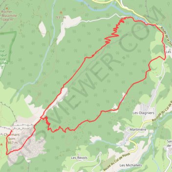 Itinéraire Le Charmant Som depuis le Pont-de-Valombré, distance, dénivelé, altitude, carte, profil, trace GPS