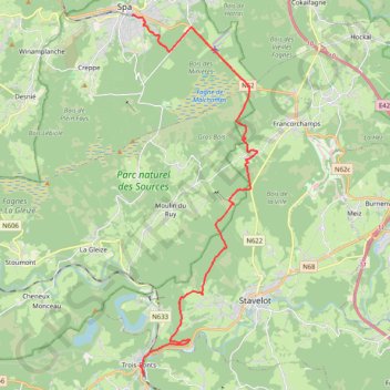 Itinéraire Spa Neuville Trois-Ponts, distance, dénivelé, altitude, carte, profil, trace GPS