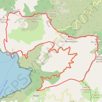 Itinéraire Autour de Girolata, distance, dénivelé, altitude, carte, profil, trace GPS