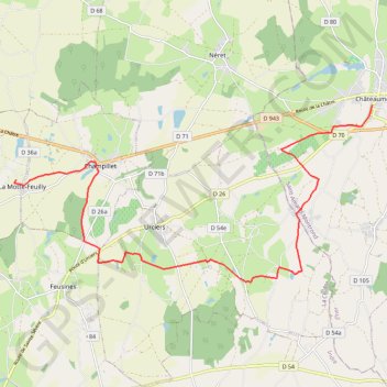 Itinéraire Sur les pas des Maîtres Sonneurs (La Motte Feuilly - Châteaumeillant), distance, dénivelé, altitude, carte, profil, trace GPS