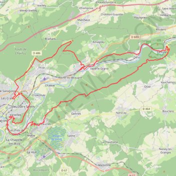 Itinéraire Les Bois de l'Est de Besançon, distance, dénivelé, altitude, carte, profil, trace GPS
