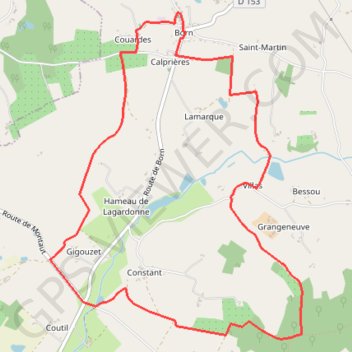 Itinéraire Born, un village fleuri - Pays du Dropt, distance, dénivelé, altitude, carte, profil, trace GPS