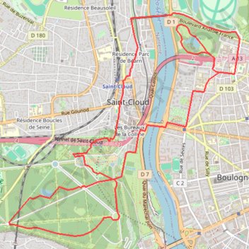 Itinéraire Les coteaux de Saint Cloud, distance, dénivelé, altitude, carte, profil, trace GPS