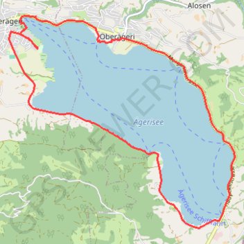Itinéraire Suisse, Ägerisee, crochet par la plage, distance, dénivelé, altitude, carte, profil, trace GPS