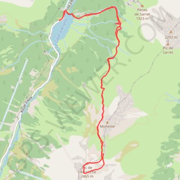 Itinéraire Pic de l'Arcoèche depuis le lac du Tech, distance, dénivelé, altitude, carte, profil, trace GPS