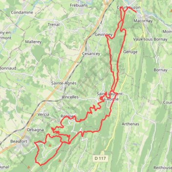 Itinéraire Le Grand Rambey - Courbouzon, distance, dénivelé, altitude, carte, profil, trace GPS