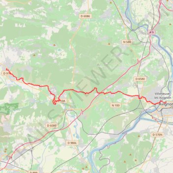 Itinéraire Chemin Urbain V, d'Uzès à Avignon, distance, dénivelé, altitude, carte, profil, trace GPS