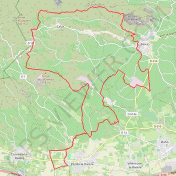 Itinéraire Pezilla, Baixas, Roc Redoun, distance, dénivelé, altitude, carte, profil, trace GPS