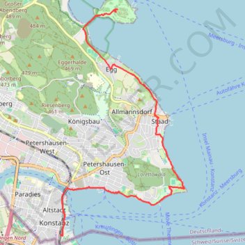 Itinéraire Itinéraire Mainau Konstanz, distance, dénivelé, altitude, carte, profil, trace GPS
