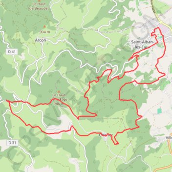 Itinéraire Autour de la Croix Trévingt - Saint-Alban-les-Eaux, distance, dénivelé, altitude, carte, profil, trace GPS