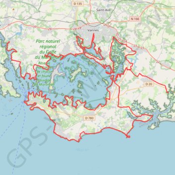 Itinéraire Golfe du Morbihan, distance, dénivelé, altitude, carte, profil, trace GPS