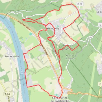 Itinéraire Hénouville, distance, dénivelé, altitude, carte, profil, trace GPS