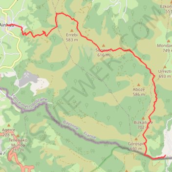 Itinéraire GR10 AINHOA VEAUX, distance, dénivelé, altitude, carte, profil, trace GPS