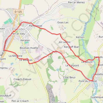Itinéraire Pont-du-Châtel, distance, dénivelé, altitude, carte, profil, trace GPS