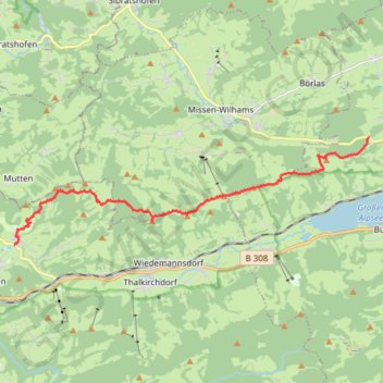 Itinéraire Kalzhofen, distance, dénivelé, altitude, carte, profil, trace GPS