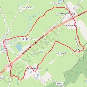 Itinéraire Nouhant Le Château du Fressineau JFB, distance, dénivelé, altitude, carte, profil, trace GPS