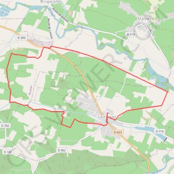 Itinéraire Lauraguel, distance, dénivelé, altitude, carte, profil, trace GPS