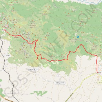 Itinéraire Traversée Riglos - Loarre, distance, dénivelé, altitude, carte, profil, trace GPS