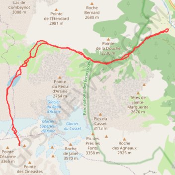 Itinéraire Cols de La Pyramide, col Ouest, couloir Nord, distance, dénivelé, altitude, carte, profil, trace GPS