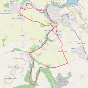 Itinéraire La Roche Derrien 11 1, distance, dénivelé, altitude, carte, profil, trace GPS