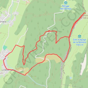 Itinéraire Charande depuis le Bouchet, distance, dénivelé, altitude, carte, profil, trace GPS