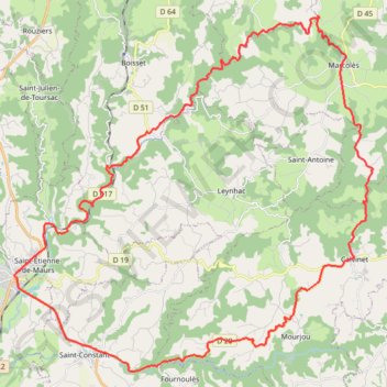 Itinéraire maurs, distance, dénivelé, altitude, carte, profil, trace GPS